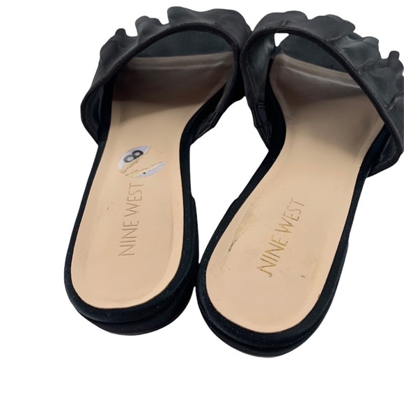 NINE WEST Black Satin Ruffle Prom Cocktail Slides Size 8.5 Medium - Picture 3 of 8